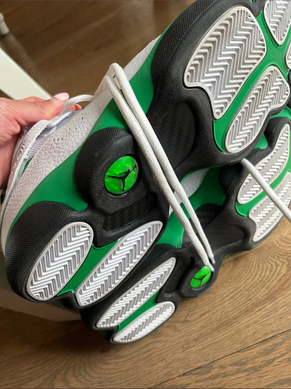 Jordan Men's White and Green Athletic Basketball Shoes